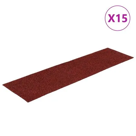  Covorașe scări autoadezive dreptunghiular 15 buc, roșu 76x20 cm