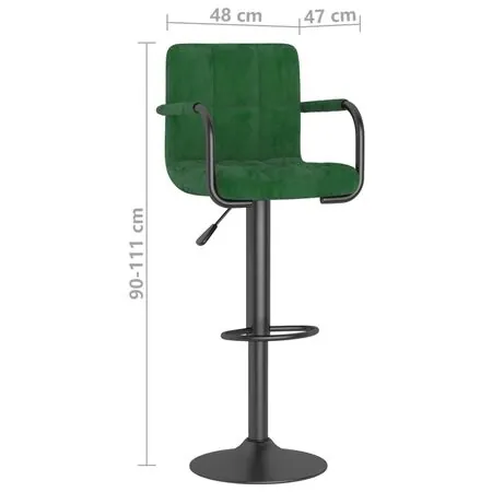 Scaune de bar, 2 buc., verde închis, catifea