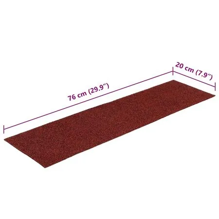  Covorașe scări autoadezive dreptunghiular 15 buc, roșu 76x20 cm