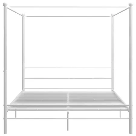  Cadru de pat cu baldachin, alb, 180x200 cm, metal 