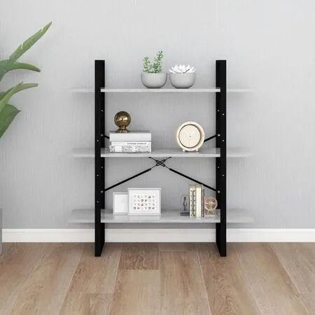  Bibliotecă, gri beton, 100x30x105 cm, PAL