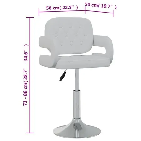  Scaune de bucătărie pivotante, 2 buc., alb, piele artificială