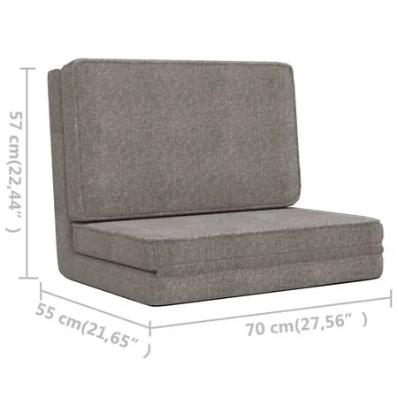  Scaun de podea pliabil, gri deschis, material textil
