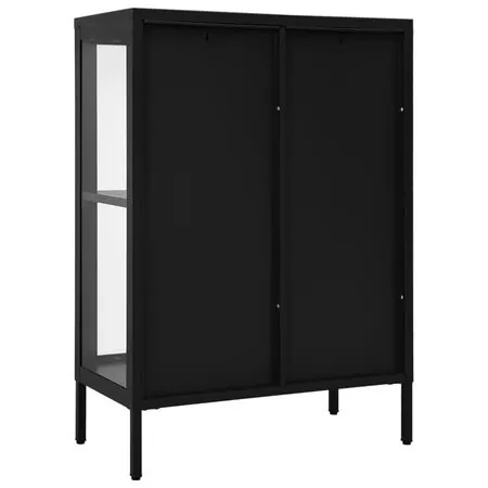  Servantă, negru, 75x35x105 cm, oțel și sticlă