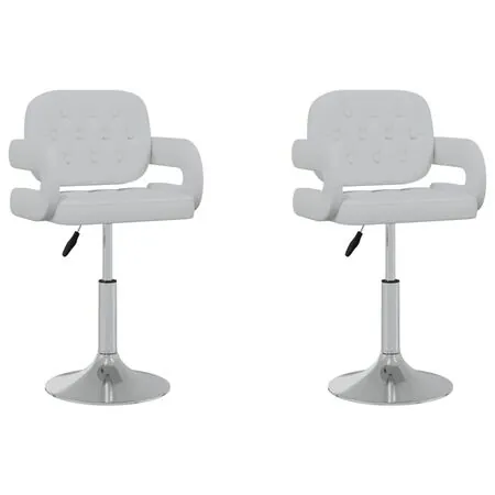  Scaune de bucătărie pivotante, 2 buc., alb, piele artificială