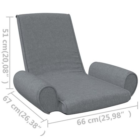  Scaun de podea pliabil, gri deschis, material textil