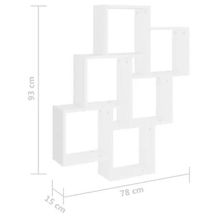  Raft de perete cub, alb, 78x15x93 cm lemn prelucrat