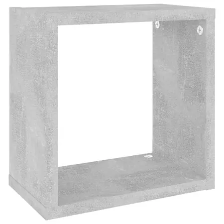  Rafturi de perete cub, 4 buc., gri beton, 26x15x26 cm