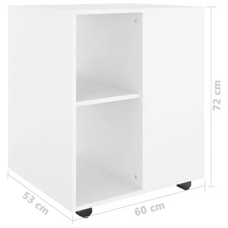  Dulap cu roți, alb, 60x53x72 cm, lemn prelucrat