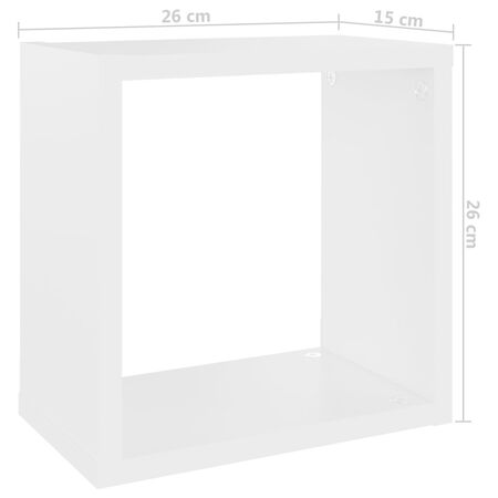  Rafturi de perete cub, 2 buc., alb, 26x15x26 cm