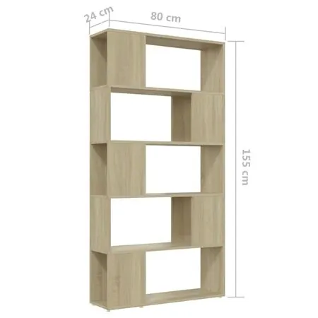  Bibliotecă/Separator cameră, stejar Sonoma, 80x24x155 cm, PAL