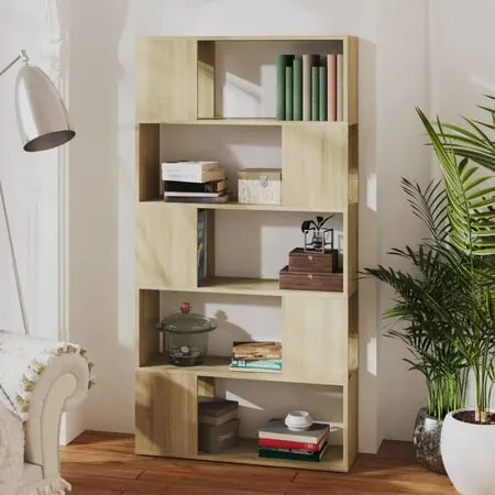  Bibliotecă/Separator cameră, stejar Sonoma, 80x24x155 cm, PAL