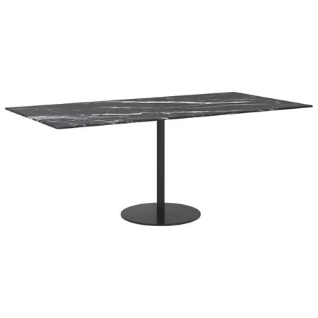  Blat masă negru 100x50 cm 6 mm sticlă securizată design marmură