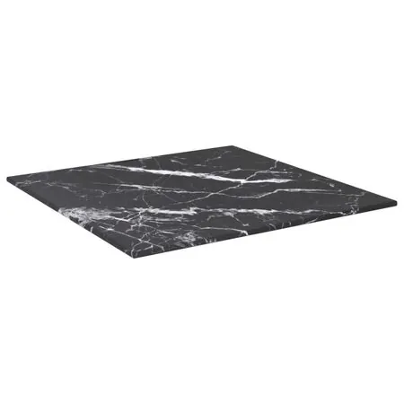  Blat masă negru 40x40 cm 6 mm sticlă securizată design marmură