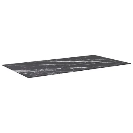 Blat masă negru 120x65 cm 8mm sticlă securizată design marmură