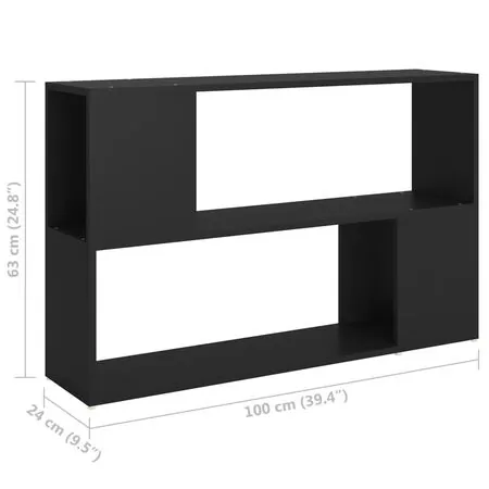  Bibliotecă, negru, 100x24x63 cm, PAL