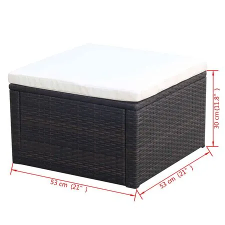  Taburet otoman din poliratan, 53 x 53 x 30 cm, negru 