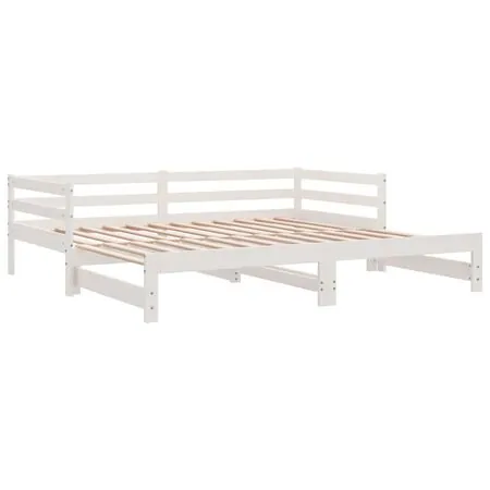  Pat extensibil de zi, alb, 2x(90x200) cm, lemn masiv de pin