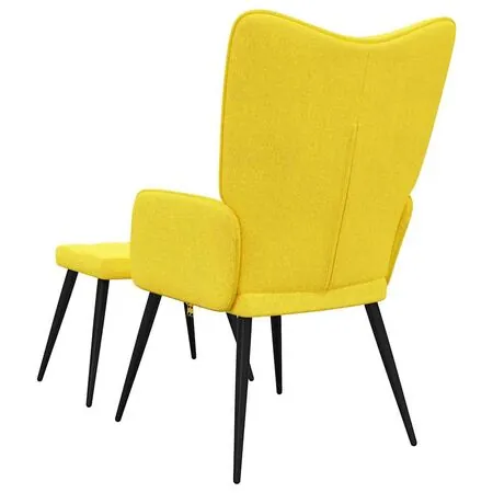  Scaun relaxare cu taburet, galben muștar, textil