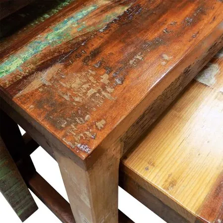  Set mese suprapuse, 3 piese, vintage, lemn reciclat 