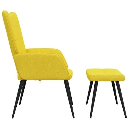  Scaun relaxare cu taburet, galben muștar, textil