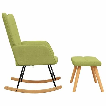  Scaun balansoar cu taburet, verde, textil