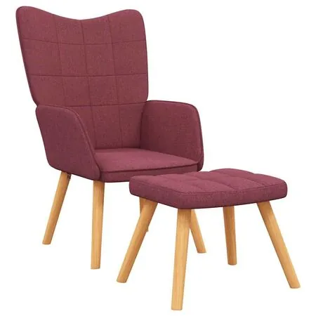  Scaun de relaxare cu taburet, roșu vin, textil