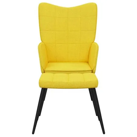  Scaun relaxare cu taburet, galben muștar, textil