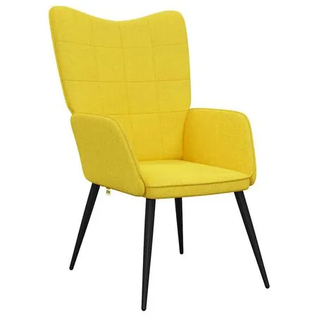  Scaun relaxare cu taburet, galben muștar, textil