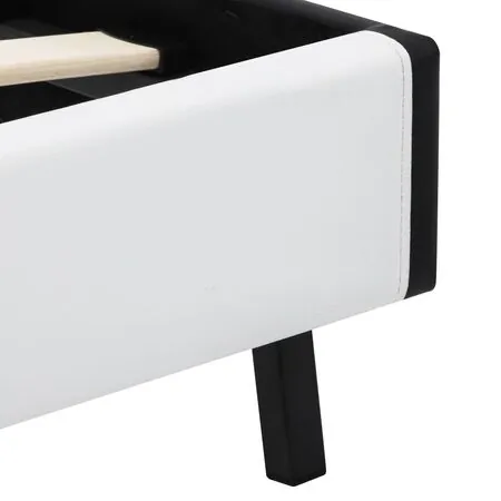  Cadru de pat cu LED, alb, 140 x 200 cm, piele ecologică