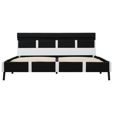  Cadru de pat cu LED-uri, negru, 120 x 200 cm, piele ecologică