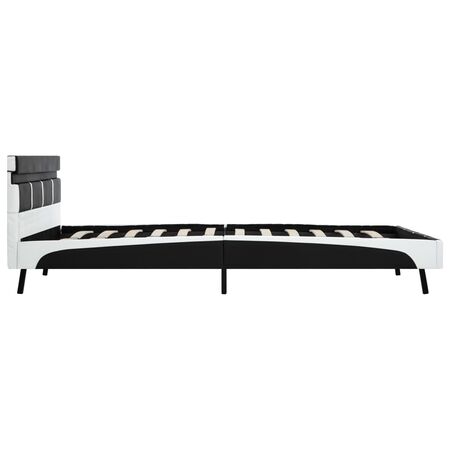  Cadru de pat cu LED-uri, negru, 120 x 200 cm, piele ecologică