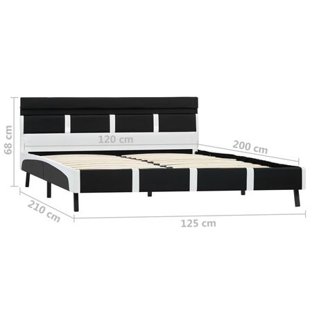  Cadru de pat cu LED-uri, negru, 120 x 200 cm, piele ecologică