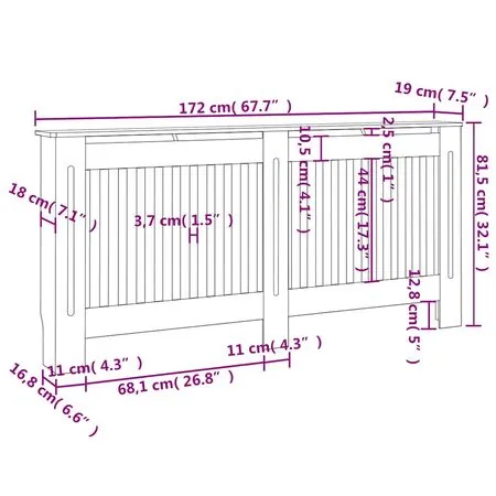  Mască pentru calorifer, MDF, 172 cm, alb