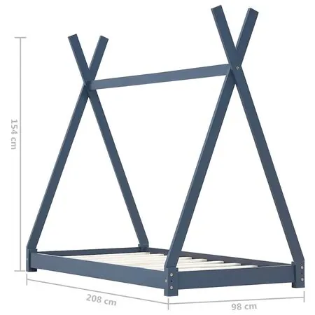  Cadru de pat pentru copii, gri, 90 x 200 cm, lemn masiv de pin