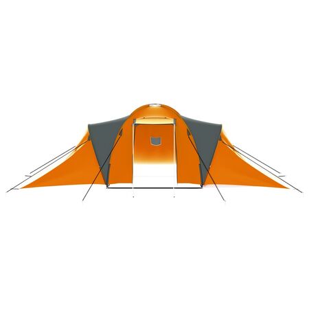  Cort camping, 9 persoane, gri și portocaliu, material textil