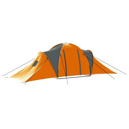  Cort camping, 9 persoane, gri și portocaliu, material textil