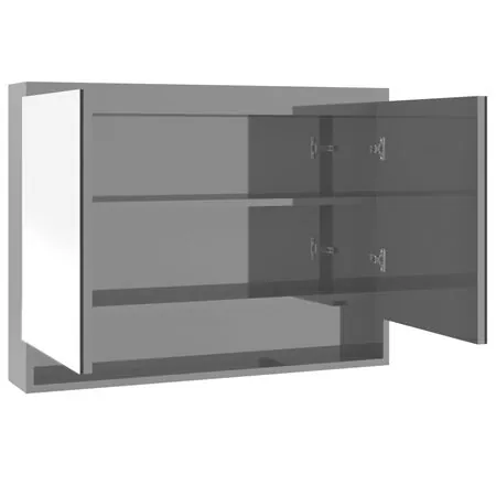  Dulap de baie cu oglindă, gri strălucitor, 80x15x60 cm, MDF