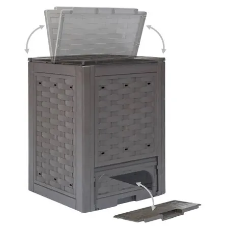  Compostoare grădină 2 buc. maro 60x60x83 cm 600 L plastic ratan