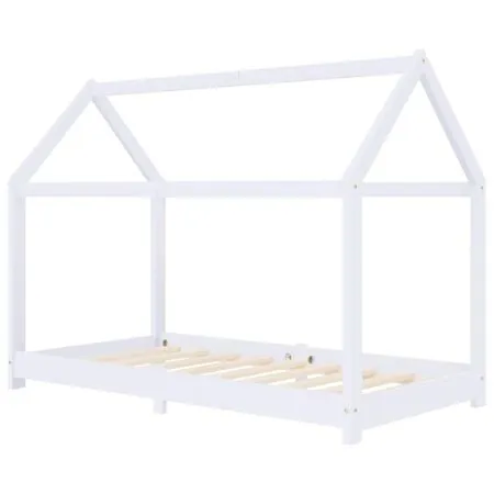  Cadru pat de copii, alb, 70 x 140 cm, lemn masiv de pin