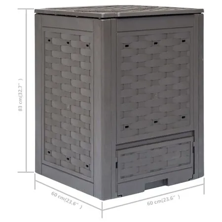  Compostoare grădină 2 buc. maro 60x60x83 cm 600 L plastic ratan