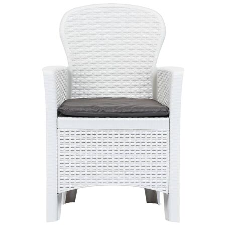  Set mobilier de exterior, 7 piese, alb, plastic, aspect ratan