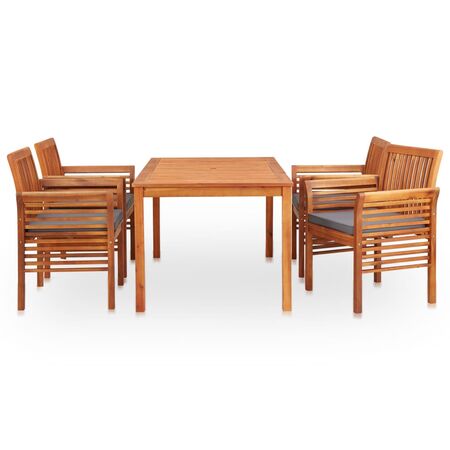  Set mobilier de exterior cu perne 5 piese, lemn masiv de acacia