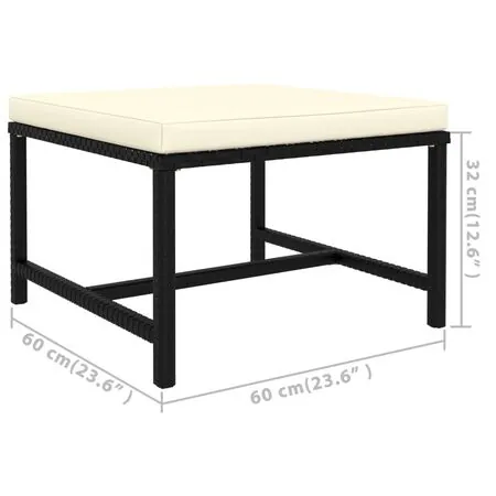  Set mobilier de grădină cu perne, 5 piese, negru, poliratan