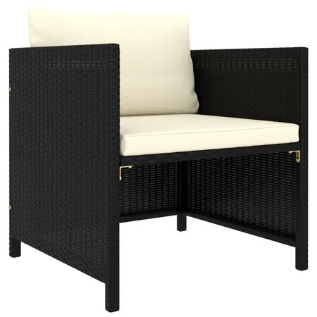  Set mobilier de grădină cu perne, 5 piese, negru, poliratan