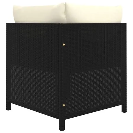  Set mobilier de grădină cu perne, 5 piese, negru, poliratan