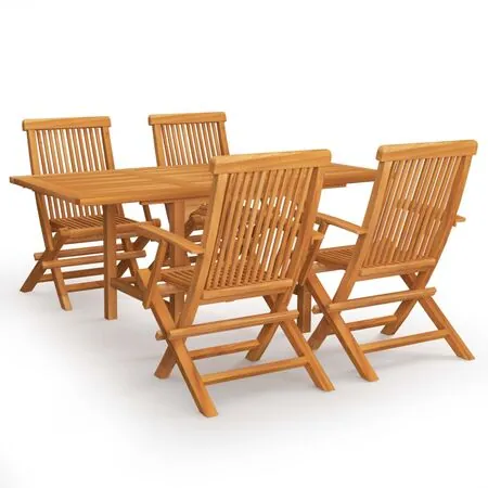  Set mobilier de grădină, 5 piese, lemn masiv de tec