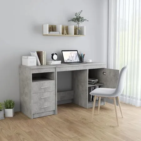  Birou, gri beton, 140 x 50 x 76 cm, lemn prelucrat
