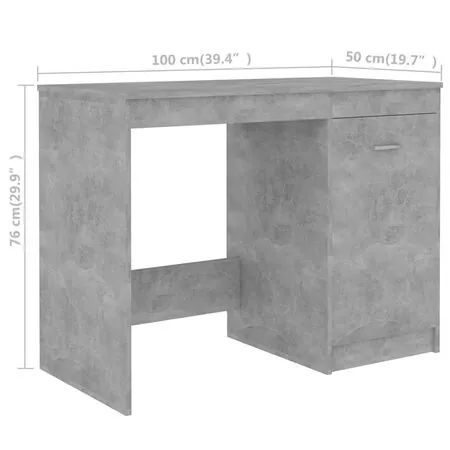  Birou, gri beton, 140 x 50 x 76 cm, lemn prelucrat