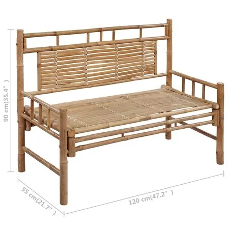  Bancă de grădină cu pernă, 120 cm, bambus